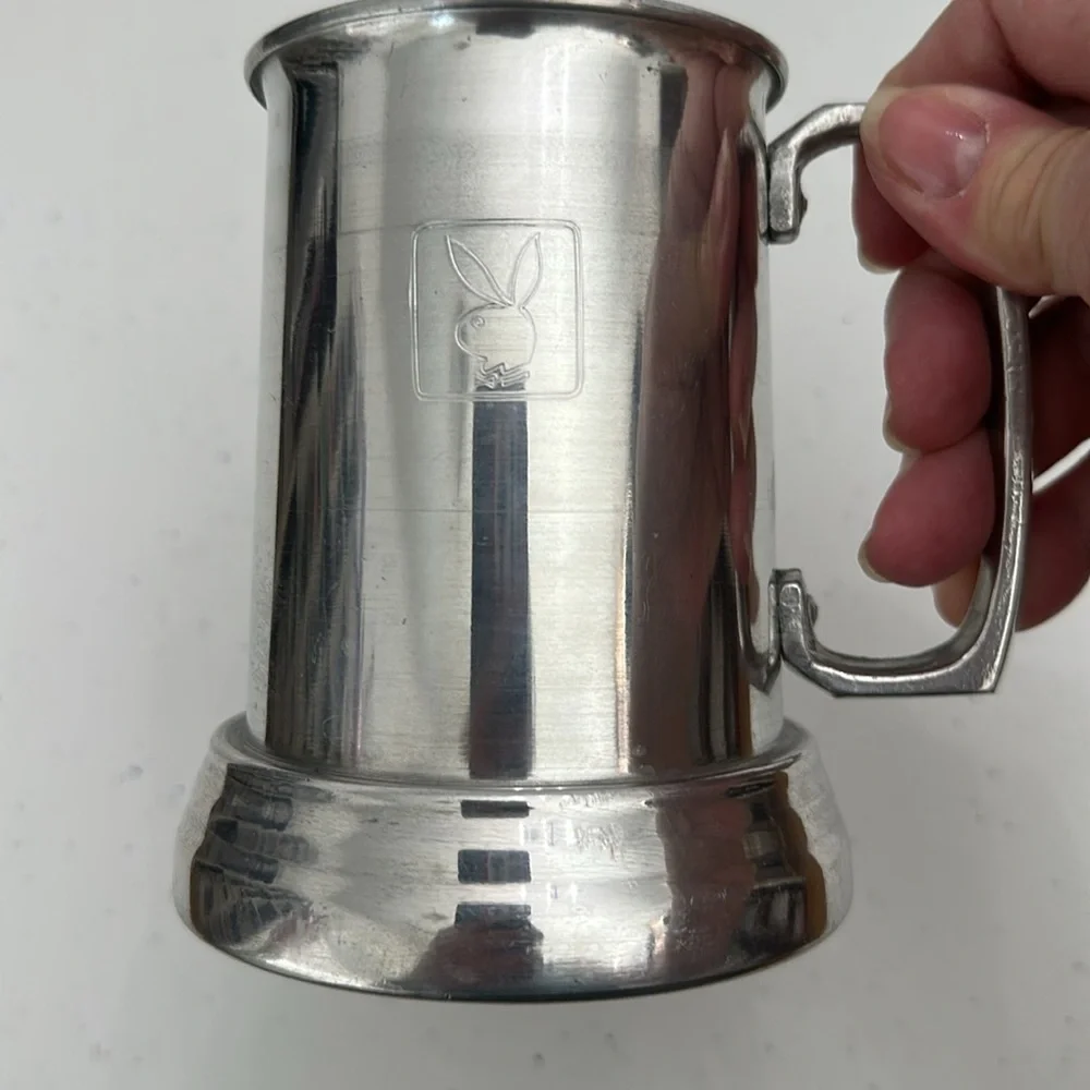 1970’s Playboy Club Vintage Aluminum Beer Mug Stein With Glass Bottom